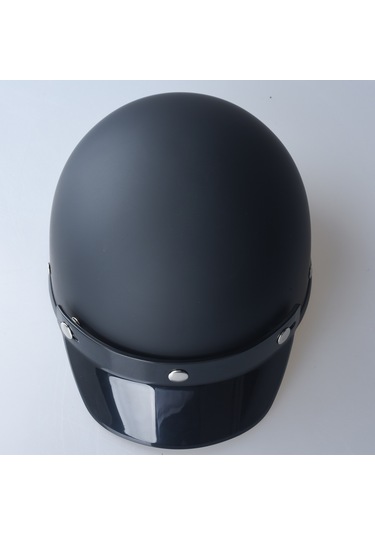 Tcherchi Retro Açık Motosiklet Kaskı Mat Siyah