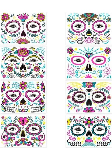 Trendooze Yüz, Yetişkinler Vücut Ve Ve Stickers Set Sanatı Pcs Parti Mükemmel Kol, İçin İçin Glow Floresan Favors Dıy Dekorasyonları Çocuklar Çıkartmalar Çıkartmalar Cadılar Bayramı Bacak, Aydınlık 8 - Rx