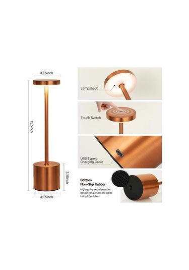 Ulzyvf Tip Şarj Masa Led Lambası Edilebilir Dokunmatik C Beyaz Anahtarı Altın - Jb Altın - Beyaz