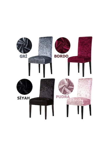 Pamuklu Kadife Sandalye Kılıfı Likralı Lastikli Sandalye Örtüsü
