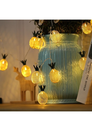 3m Demir Ananas Usb Tak Romantik Led Dize Tatil Işık, 20 Led Genç Tarzı Sıcak Peri Dekoratif Lamba Noel, Düğün, Yatak Odası Sıcak Beyaz Diğer