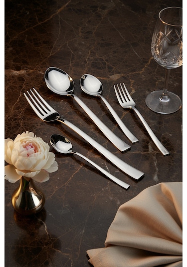 Bernardo Alya 36 Parça 6 Kişilik Çatal Kaşık Bıçak Takımı GÜmüş