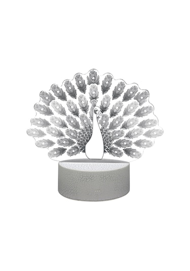 Yifomall 3d Dinamik Renkli Led Gece Lambası, Dokunmatik Ve Uzaktan Kumandalı, Usb/aa Pil Besleme, Abs Kırık Desenli, Yatak Odası Dekoratif Hediyelik Alet Lc-492 Beyaz