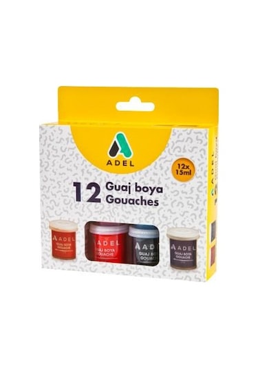 Adel 12 Renk Guaj Boya Seti 12x15ml Çok Renkli
