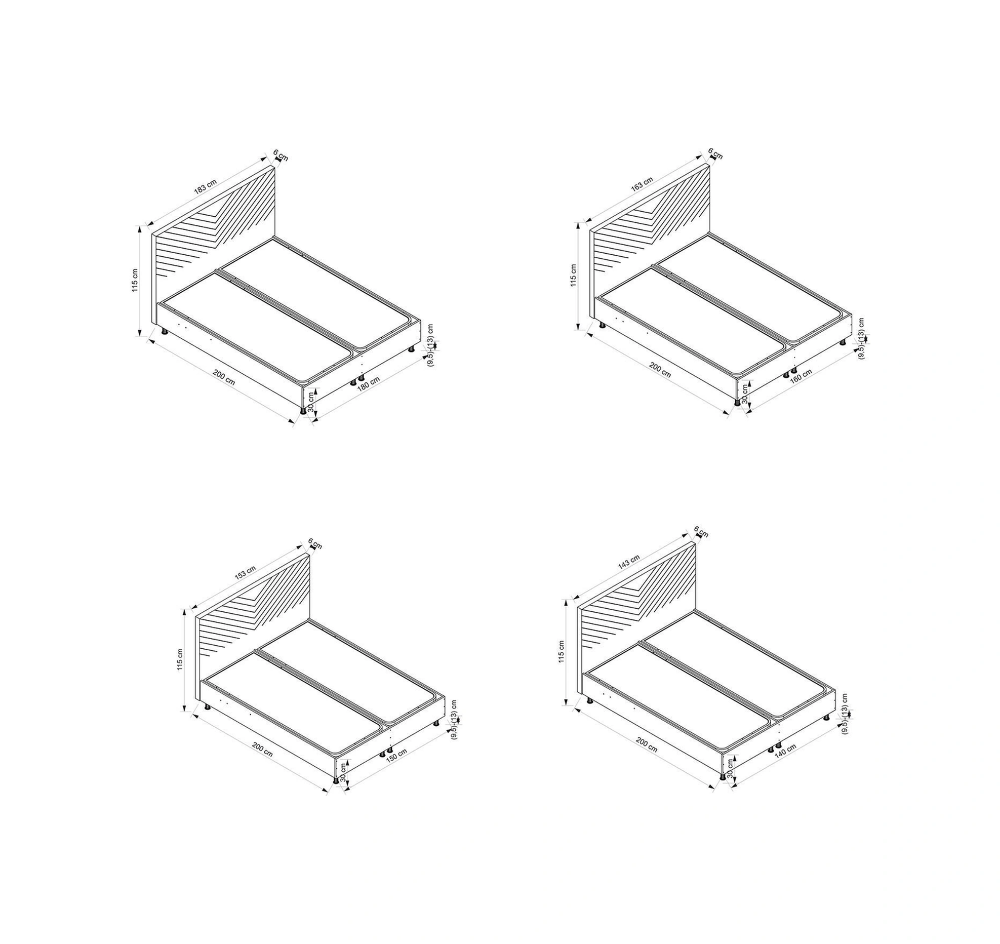 Riva Baza Başlık Antrasit 150x200 150 x 200 CM