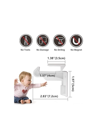 Hangfox 12 Adet Bebek Güven Kilitleri, Gizli Tasarım Çekmece Dolap Kilitleri, Geniş Yapıştırıcı Alanı İle Çocuk Koruma Aleti Beyaz