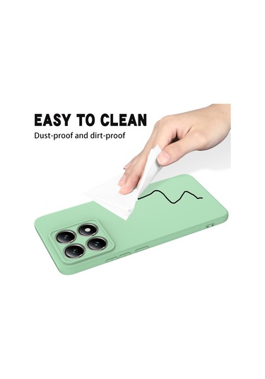 Xiaomi 14t İçin Düz Renk Sıvı Silikon Düşmeye Dayanıklı Tam Kapsama Telefon Kılıfı Yeşil
