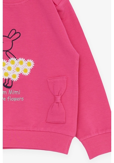 Breeze Kız Çocuk Eşofman Takım Çiçek Temalı Tavşancık Nakışlı 1-4 Yaş, Fuşya-fuşya Fuşya