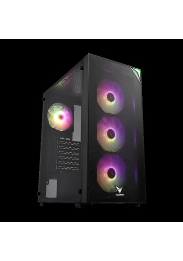 Vento Vg3400s Mid Tower, 650w 80+ Siyah, Temperli Cam, Rgb, Atx Gamıng Kasa