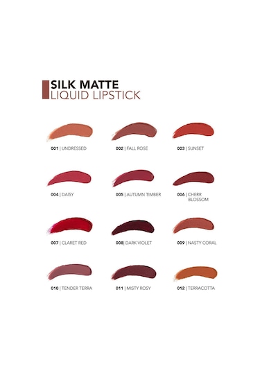 Flormar Kadife Dokulu Likit Mat Ruj - Silk Matte Liquid Lipstick - 007 CLARET RED - 8690604397365