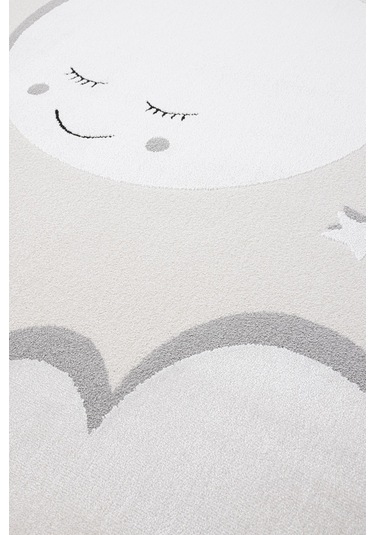 Sparkle Krem Gri Anne Çocuk Bulut Figürlü Çocuk Odası Halısı 133x Gri