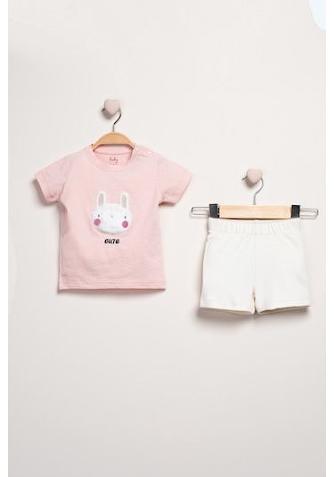 Baby Fou Kız Bebek Şortlu 2'li Takım Pembe