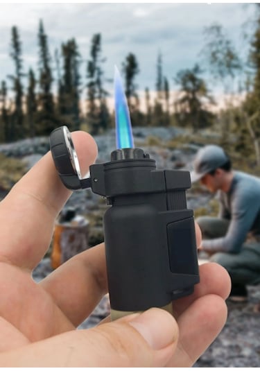 Turbo Tek Pürmüz Alev Profesyonel  Doldurulabilir Torch Çakmak Siyah