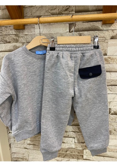 Lacıel Parıs Kapak Cepli Çocuk Eşofman Takım Gri
