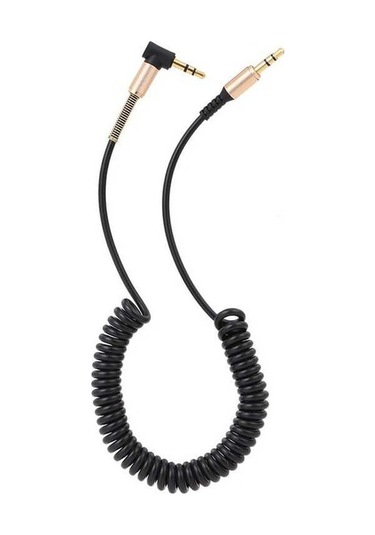 Sandwich Siyah 3.5mm Erimekli Hoparlör Kablosu, 1.7m Uzatılabilir Yaylı Tel, Ses Aktarımı İçin Cinsiyet-cinsiyet Arayüzü