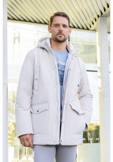 Morven Erkek Gri Poliamit Çıtçıtlı Kapüşonlu Mont 25ks024005100 Gri Gri