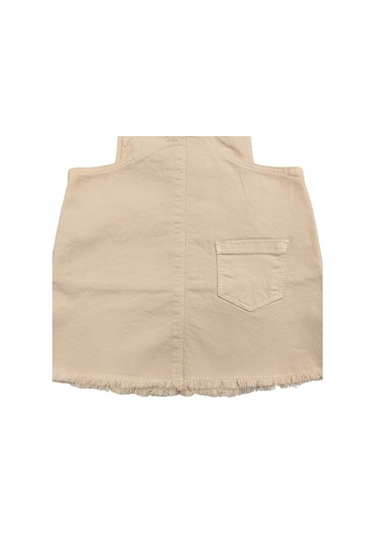 Kız Bebek Pamuklu Cepli Salopet-13899 Bej