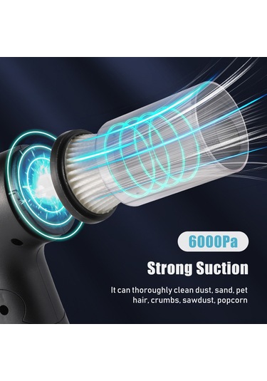 Teltree 6000pa Güçlü Emişli Taşınabilir El Süpürgesi - Ev, Ofis Ve Araçlar İçin Çok Amaçlı Mini Vakum