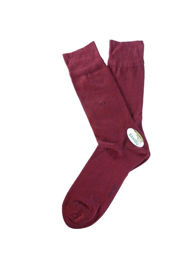 Morven Erkek Bordo Bambu Düz Uzun Çorap Bordo