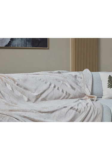 Doqu Embos Battaniye Perlina Çift Kişilik Krem