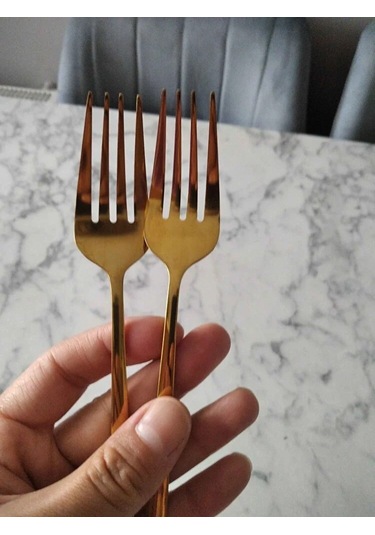 Büro Ev Ofis Mutfağı İçin 6adet 22cm Golden Çelik Titanyum Kaplı Yemek Çatalı Seti Diğer