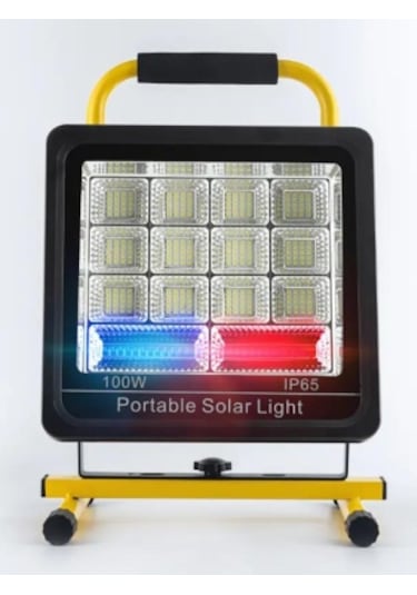 Güneş Enerjili Solar Şarj Edilebilir 4 Modlu Acil Durum Led Panel Sarı - Siyah