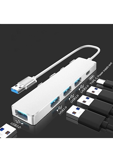 Macbook Uyumlu Usb Çoğaltıcı 4 Port 3xusb2.0 / 1xusb3a 1xtype-c P
