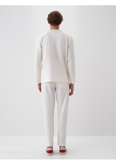 Ekru Pamuk Dokulu Regular Fit Sweat Pantolon 380187 Ekru