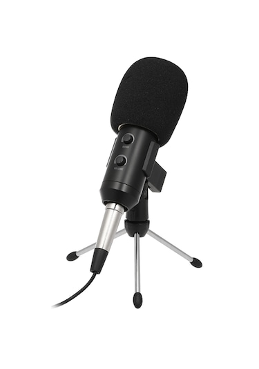 Teltree Usb Mikrofon, Yüksek Hassasiyetli Kalp Şekilli Ses Toplama, Düşük Gürültü, Taşınabilir Tripodlu, Siyah