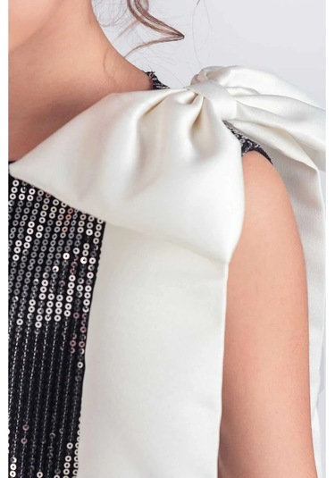 Etekli Şık Elbise Pullu 3 Kat Siyah - Gü