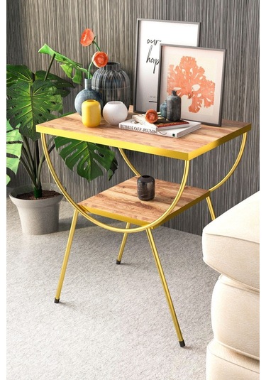 Yan Sehpa Komodin Metal Ayak Gold Ceviz 1982 Ceviz