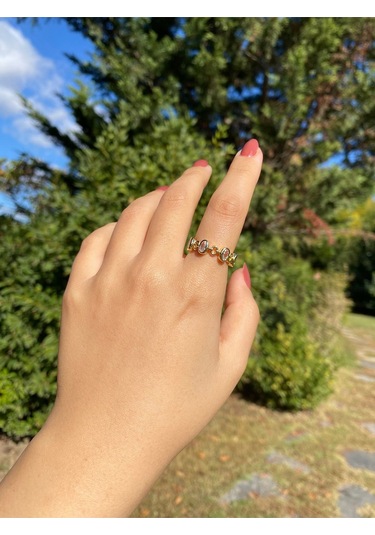 Yuvarlak Taşlı Kadın Zarif Yüzük Sevgiliye Hediye