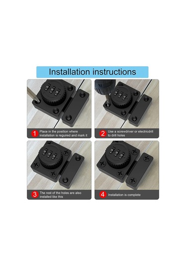 Fosenze Siyah Çinko Alaşımlı Anahtarsız 3-hane Kodlu Dolap, Çekmece, Gardırop Kilit Kolay Kurulum, Güvenli, Çok Yönlü Uyumlu