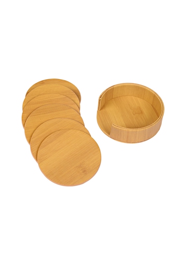 Fosenze 6'lı Pu Deri İçecek Altlığı Seti - Bambu Desenli, Isı Ve Nem Korumalı, Masa Ve Dekor Aracı Diğer
