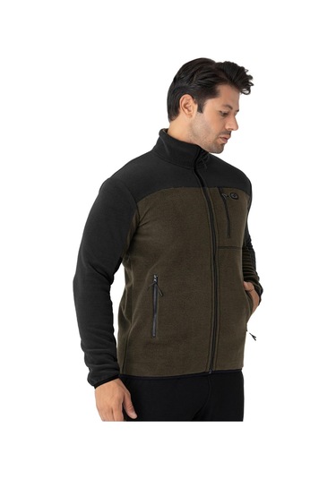 Erkek Tam Fermuarlı Polar Sweat Haki