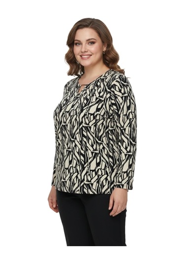 Linsolita Kadın V Yaka Modelli Baskılı Bluz Bgl-st05102 Taş