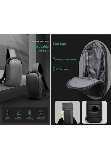 Mark Ryden Lexus Mr-7510 Usb Şarj Portlu Omuz Çantası - Siyah