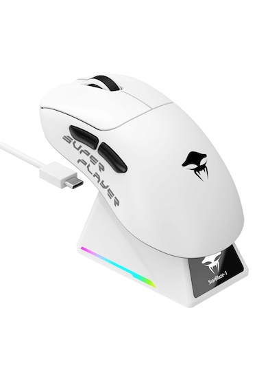 Havit Kraken Starblaze-1 Rgb Kablosuz Gaming Mouse 26000 Dpı, Paw3395, Ekranlı Stant - Beyaz Starblaze-1