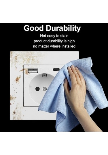 Pazly Usb Tip-c Standardı Şarj Priz Portu Pc Paneli İle Güç Elektrik Duvar Çıkışları Beyaz Almanya Adaptörü Ab 16a Tu