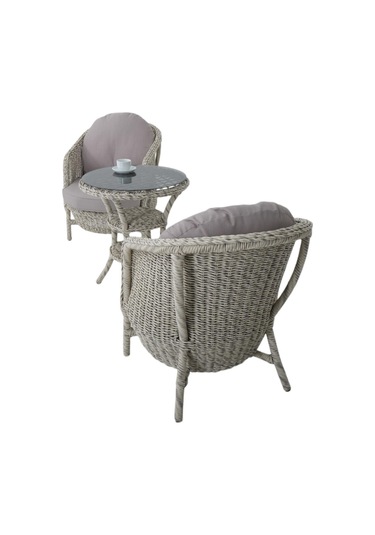 Conjunto Rattan Dedikodu Balkon Bahçe Takımı 2+1 Rehome Bej