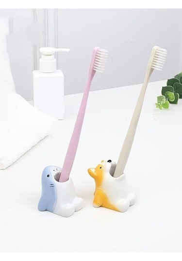 Karikatür Hayvan Diş Fırçası Tutucu Sevimli Corgi Köpekbalığı Depolama Standı Makyaj Fırça Kırtasiye Tezgah Organizatör Banyo Dekorasyon Shark Diğer