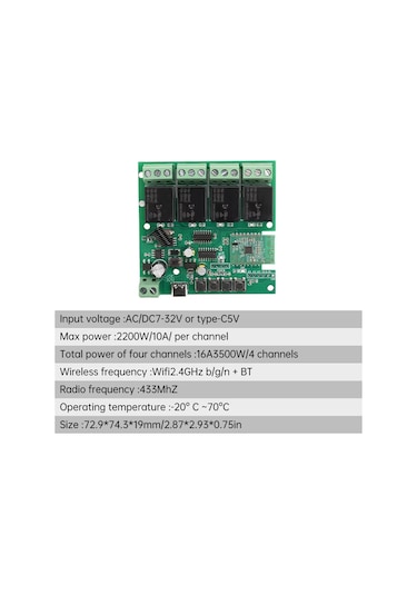 Ewelink 4 Kanal Kuru Kontak Wifi Role Kartı