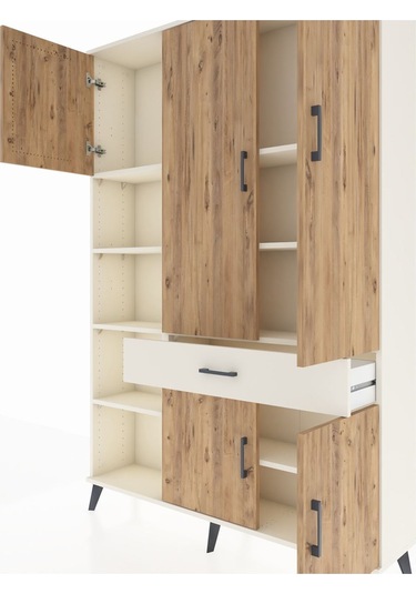 Arges Dolap 8 Raflı Tek Çekmeceli 5 Kapaklı 132x30x195 Aytaşı... Aytaşı