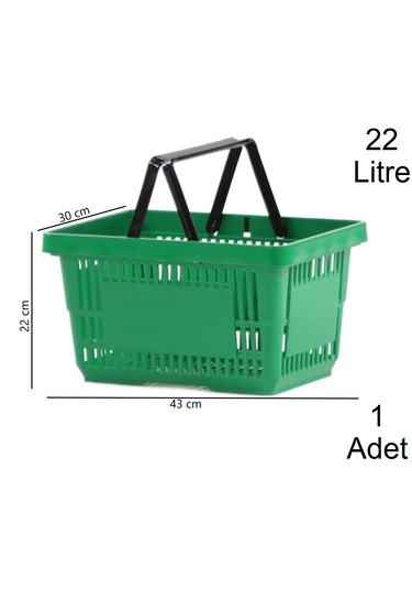 22 Litre Plastik Market Alışveriş El Sepeti Yeşil 1 Adet / En:30 Boy:43 Yükseklik:22 Cm Yeşil