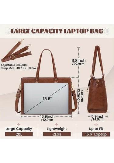 Xuweiwei Nubıly Kadın 15.6 Inç Vintage Siyah Faux Leather Profesyonel Laptop Çantası İş Ofis Sırt Çantası Açık Mavi