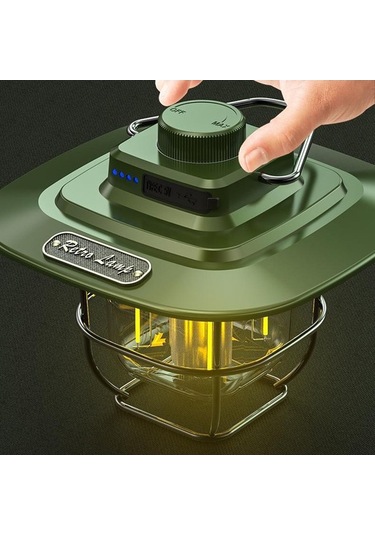 Tongxida Yeşil Led Kamp Işığı, Su Geçirmez, Sürekli Parlaklık Ayarlamalı, 4500mah Powerbank, Taşınabilir, İç Batarya Yeşil Yeşil