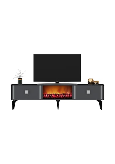 Zirve Tv Ünitesi Tv Sehpası Antrasit Gümüş
