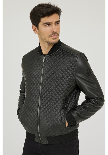 Regular Fit Baklava Desenli Erkek Mont Siyah 4527 Siyah