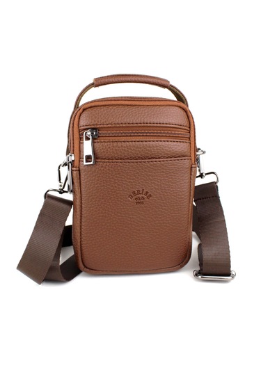 Erkek Taba Çok Cepli Askılı El Ve Omuz Çantası Taba