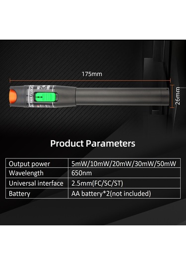 Geeroyoo Optik Fiber Test Aleti 10mw Kırmızı Işık Kaynağı - 650nm Dalga Boyu Fc/sc/st Arayüzü Pil Dahil Değil